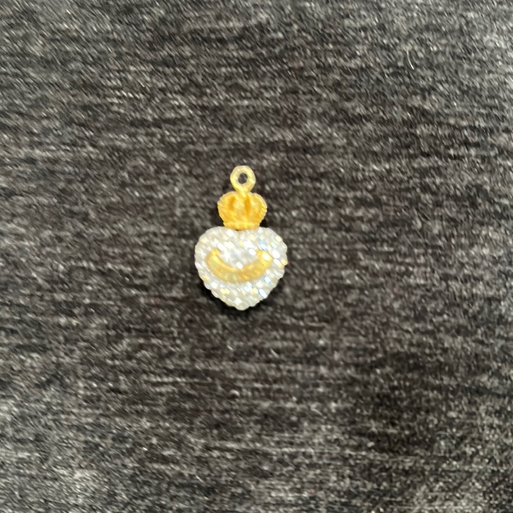 Vintage Juicy couture rhinestone heart crown charm necklace gold tone jewlery
